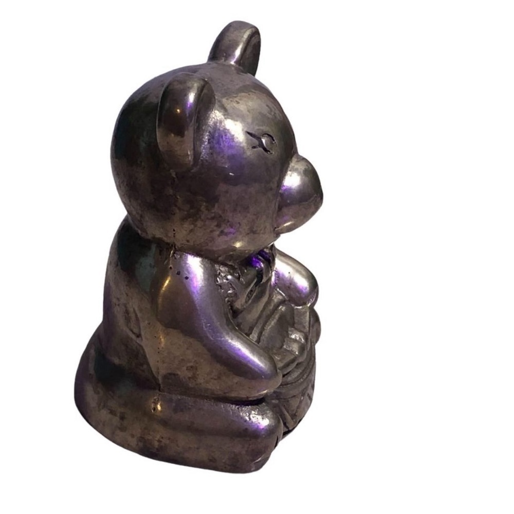 Cute Vintage Brass Bear Playing Drum - Picture 4 of 6